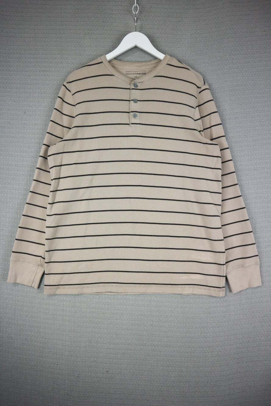Denver Hayes Cotton Waffle Knit Longsleeve Tee Mens Large